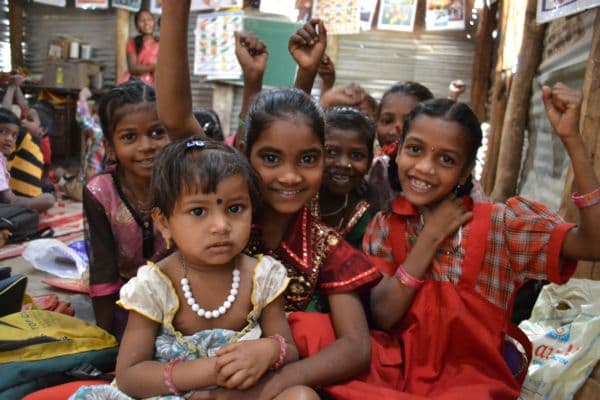 Children with UNICEF backpacks